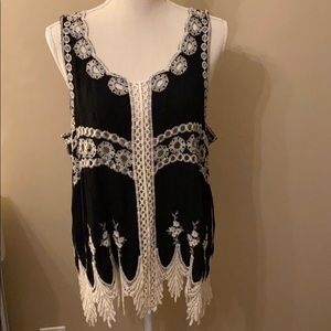 Highness black & ivory lace tank top, S/M